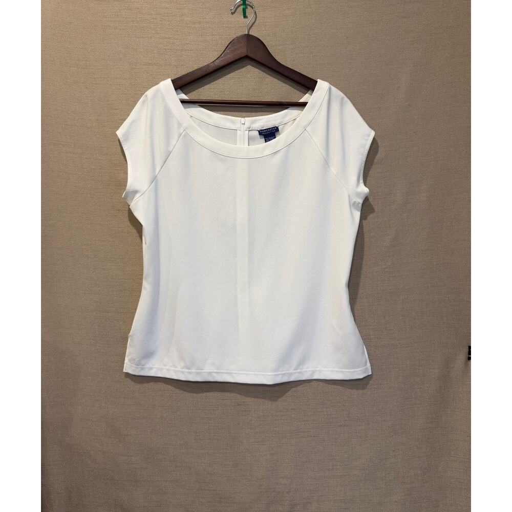 Doncaster Classic White Back-Zip Women's 90's Business Style Top | Size 14